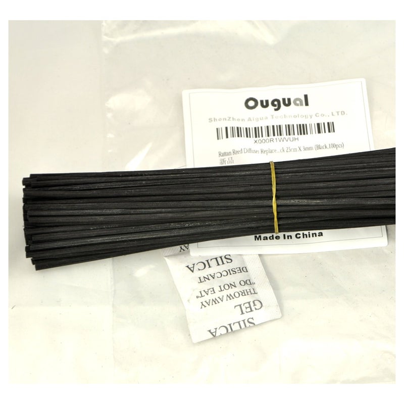 Ougual 100 Pieces Coloring Rattan Reed Diffuser Replacement Refill Sticks (8" x 3mm, Black) - Image 2
